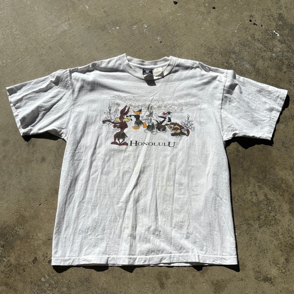 Vintage 90s Warner Bros Honolulu T-Shirt‎ Looney Tunes Bugs Bunny Daffy XL